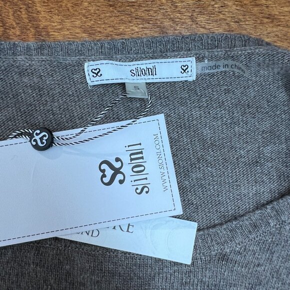 Sioni Tunic Sweater Womens Small Brown Cashmere Wool Blend Knit Layered Lace Hem - Picture 9 of 10